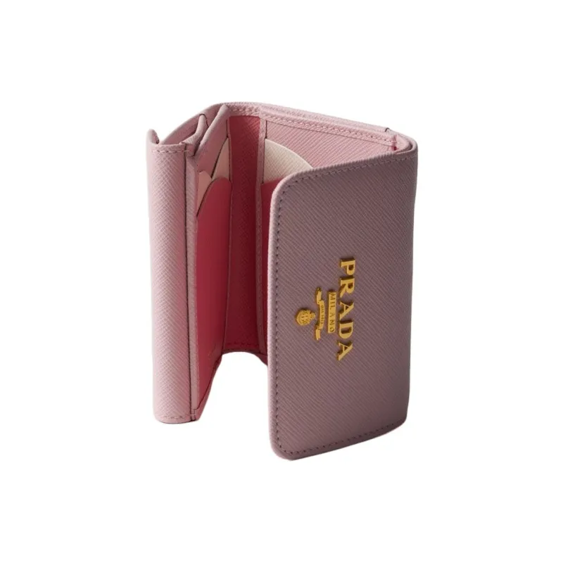 PRADA Saffiano Leather Wallet Women's Pink-1