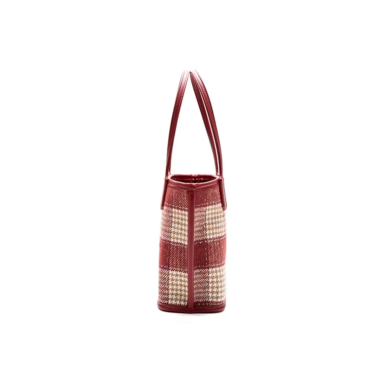 Vigno Synthetic Leather Bucket Bag, Handbag, Shoulder Bag Regular Women's White/Red-19