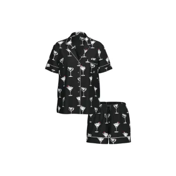 Victoria's Secret Glazed Satin Short Pajama Set / BCOP Pajama Set Women's Black