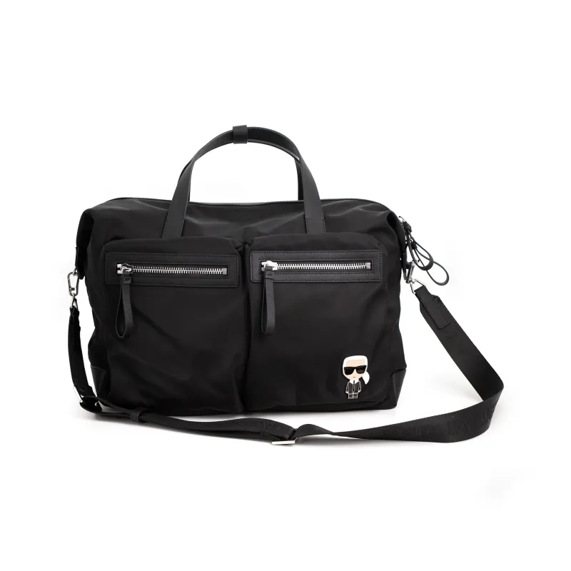 KARL LAGERFELD Top Grain Cow Leather Handbag Regular Unisex Black-1