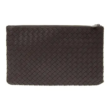 Bottega Veneta Sheepskin Woven Wallets Clutches Medium Size Men's Brown