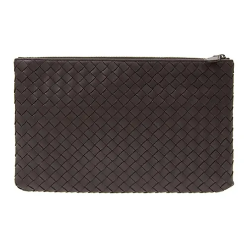 Bottega Veneta Sheepskin Woven Wallets Clutches Medium Size Men's Brown
