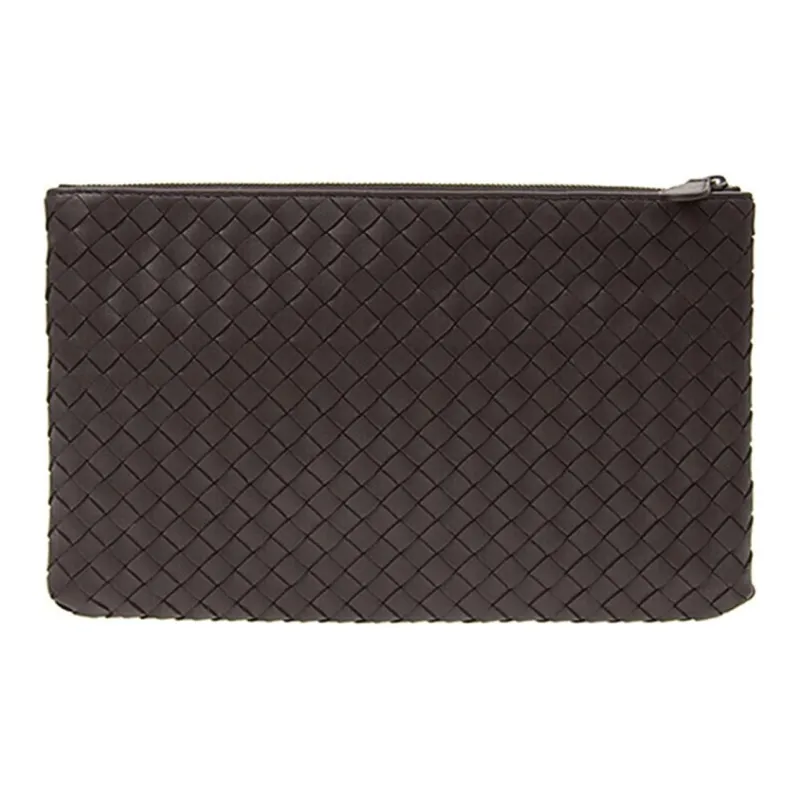 Bottega Veneta Sheepskin Woven Wallets Clutches Medium Size Men's Brown-0