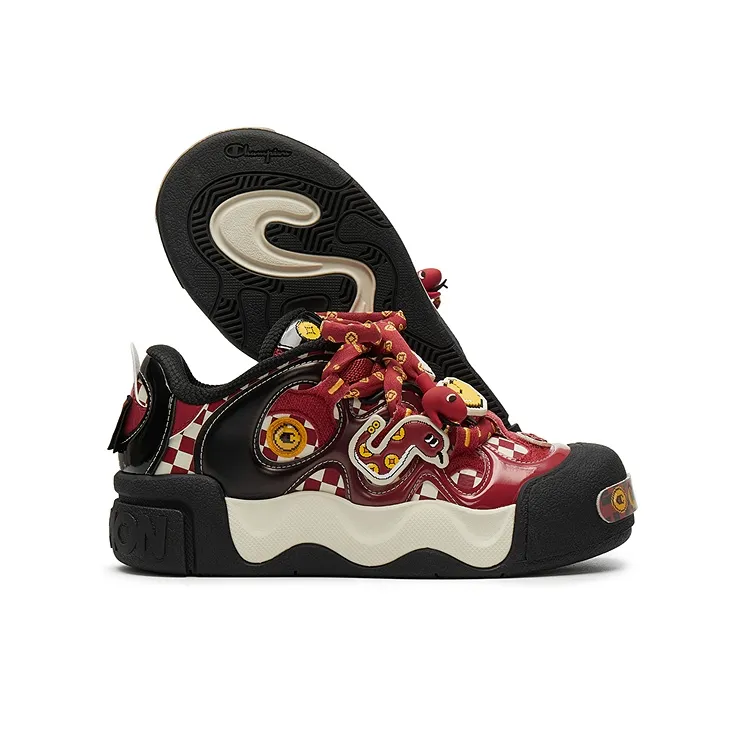 Champion Snake Year Puffy Donut Low-Top Skateboard Shoes Men's Ash Red/Black-1