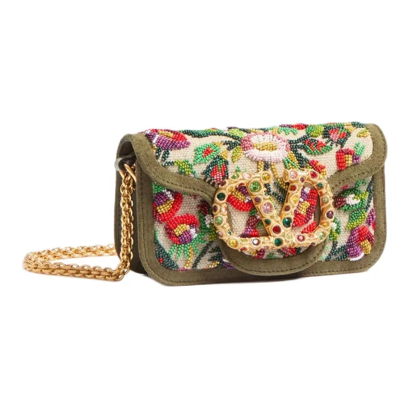 Valentino Linen Crossbody One Shoulder Handbags Small Size Women's Natural Multicolor-1
