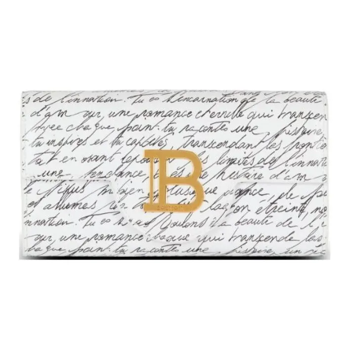 BALMAIN B BUZZ Calfskin Wallet Women's White-0