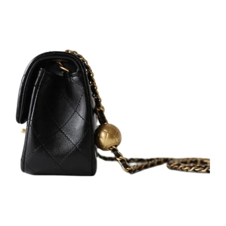 CHANEL Classic Flap CF Sheepskin Flap Bag, Crossbody Bag, Shoulder Bag Women's Black-3