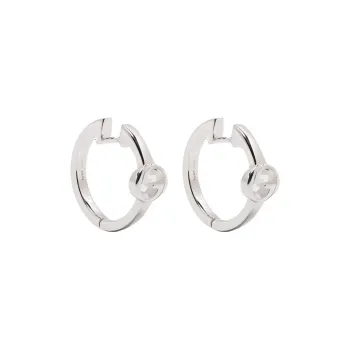 GUCCI Sterling Silver Interlocking G Huggie Hoop Earrings