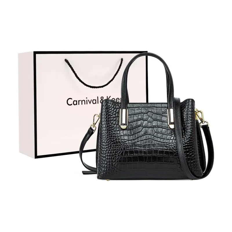Carnival Keep Top Grain Cow Leather Handbags Crossbody Bags Medium Size Women's Black/Burgundy/Blue-0