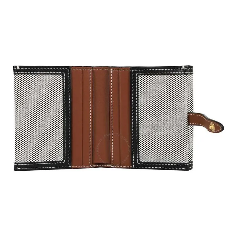 Burberry Horseferry Cotton Patchwork Canvas Canvas Bag Money Clip Wallet Card Holder Unisex Gray-6