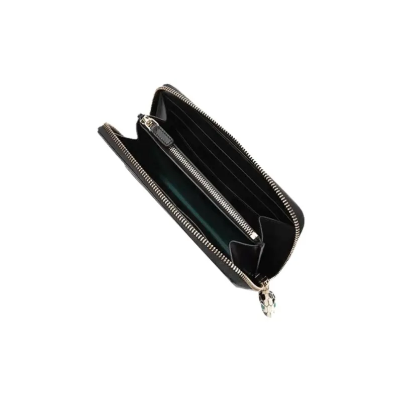 BVLGARI Calfskin Wallets With Money Clip Women's Black-3