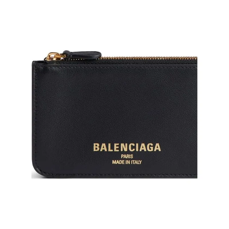 Balenciaga Cash Smooth Cow Leather Card Holder Women's Black-2