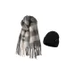Gray Scarf+Black Beanie