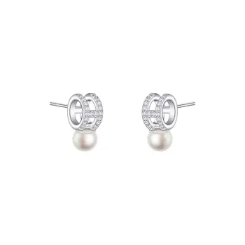 BLESSED BULLET Artificial Pearl Zircon Earrings Women's
