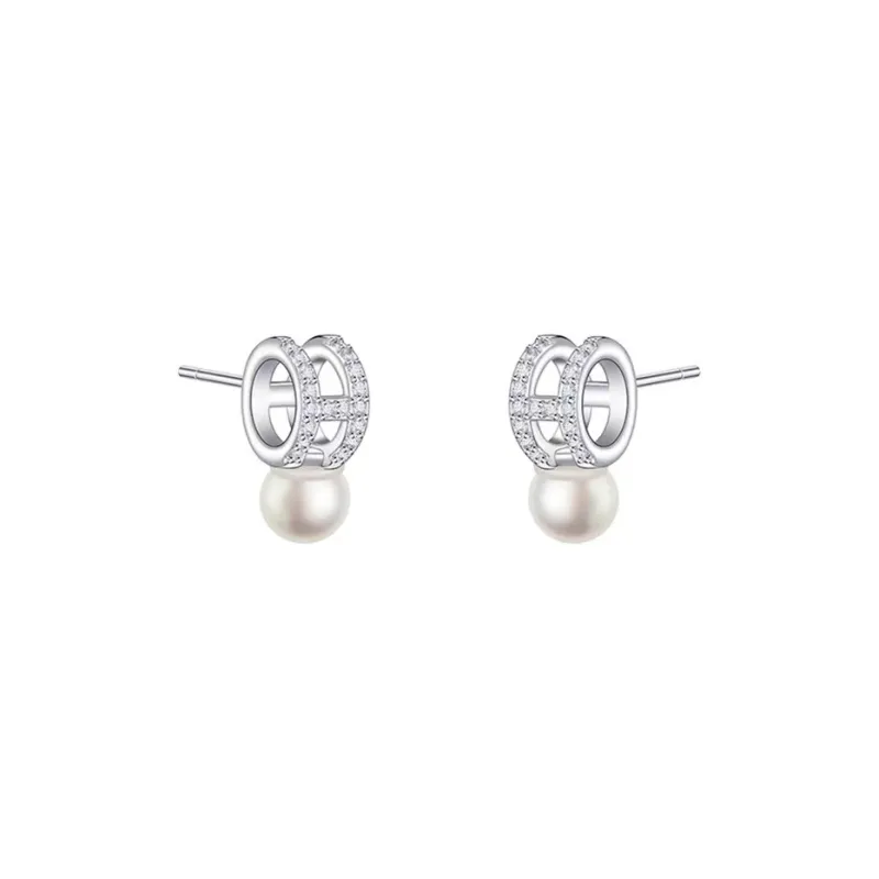 BLESSED BULLET Artificial Pearl Zircon Earrings Women's-0