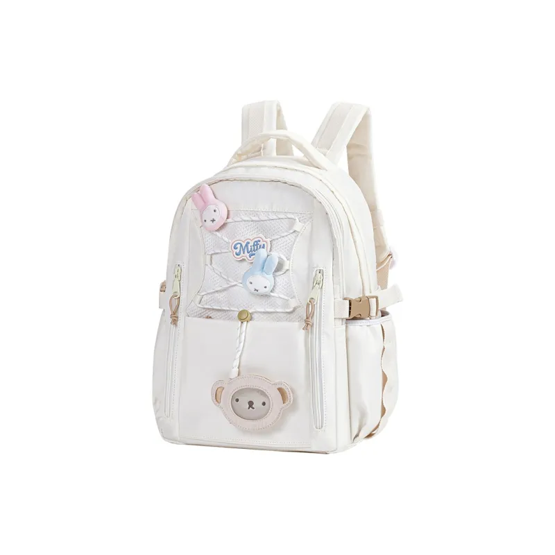 Miffy Fabric Backpack Medium Size Women's Blue Yellow Pink/Ecru-11