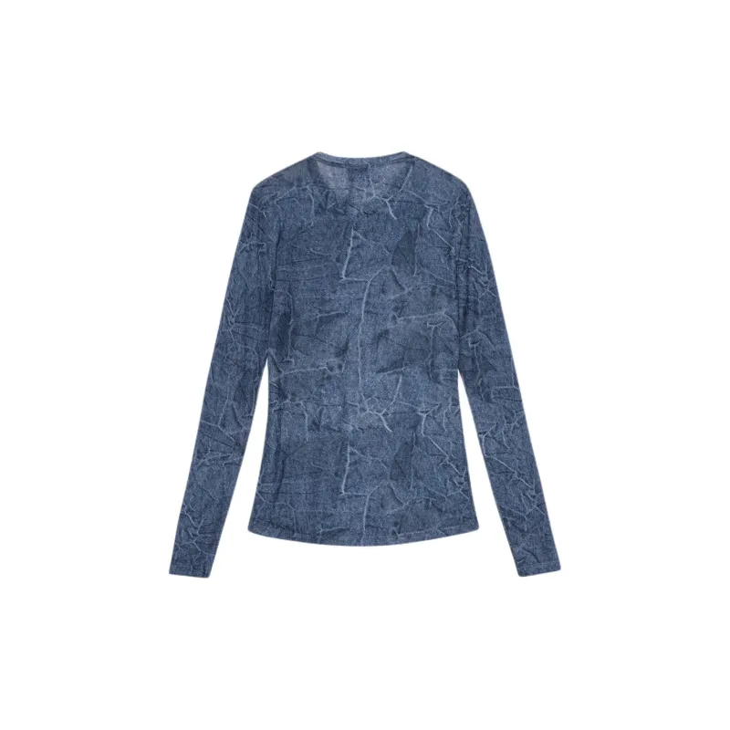 GANNI Long Sleeved Denim Effect Top-1
