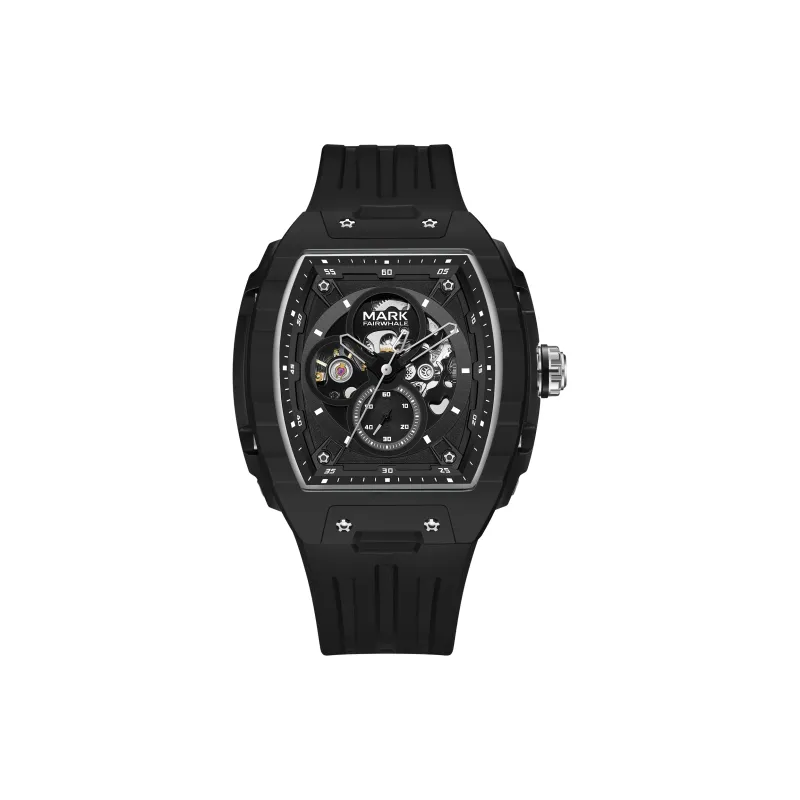FAIRWHALE Automatic Mechanical Movement Rubber Strap Watch Men's Watches White Dial-5