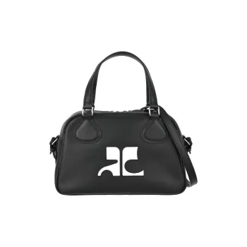 AOC Leather Bowling Bag Shoulder Bag Crossbody Bag Handbag Women's Black