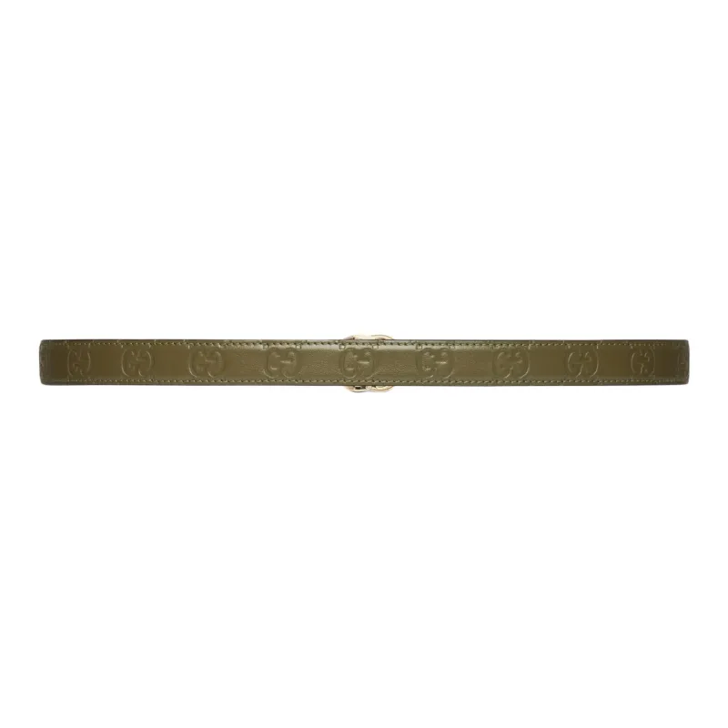 GUCCI Leather Belts Women's Green Width 2CM-1