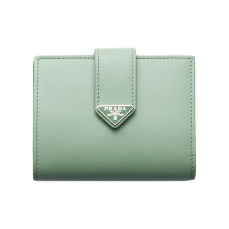 PRADA Cow Leather Wallet Small Size Women's Light Green-0