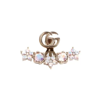 GUCCI Metal Crystal Earrings Women's Gold