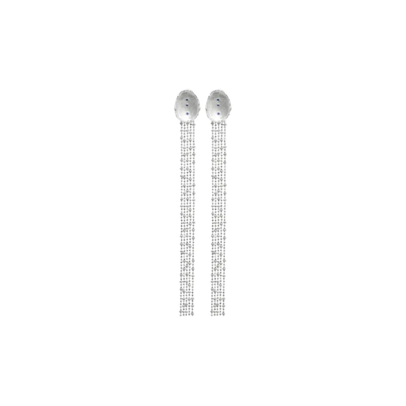 M.Wong 925 Sterling Silver Starry Fringe Detachable Hoop Earrings Women's-0