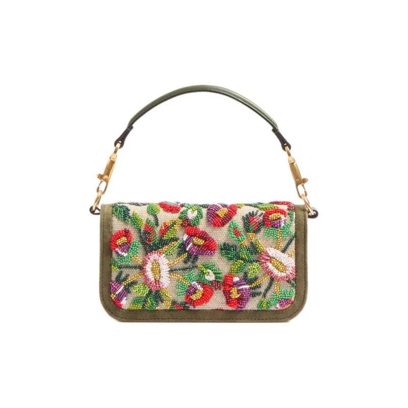 Valentino Linen Crossbody One Shoulder Handbags Small Size Women's Natural Multicolor-3