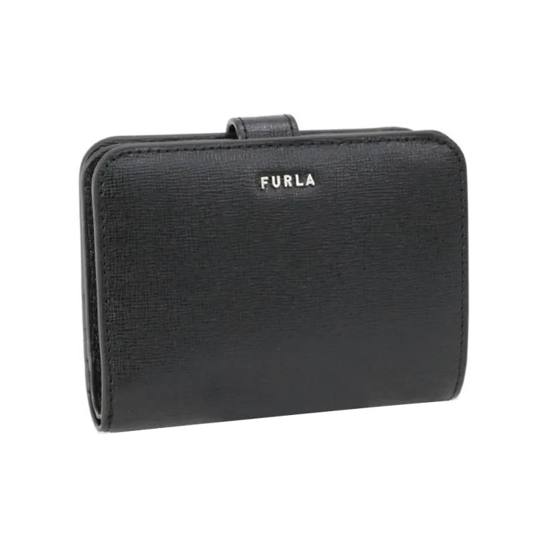 Furla Babylon Leather Wallet Small Size Women's Black-1