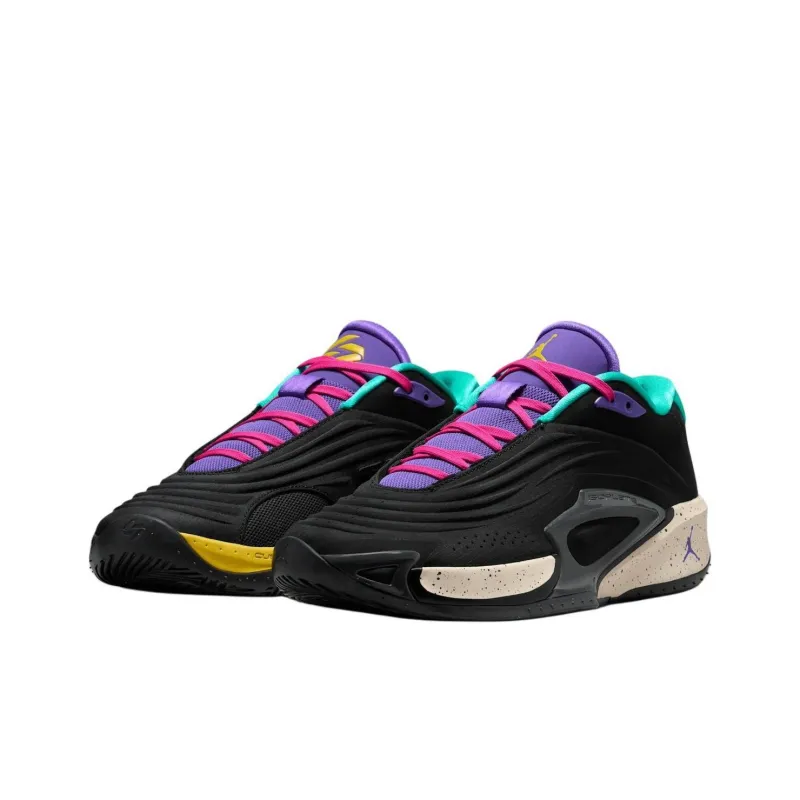 Jordan Luka 3 Anti-Slip Wear-Resistant Low-Top Basketball Shoes Unisex Black Purple-2