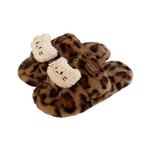 Thin Strips Cotton Slippers Women's, Brown