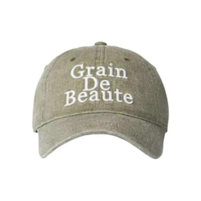 GRAIN DE BEAUTE Cotton Fabric Baseball Caps Unisex Green-1