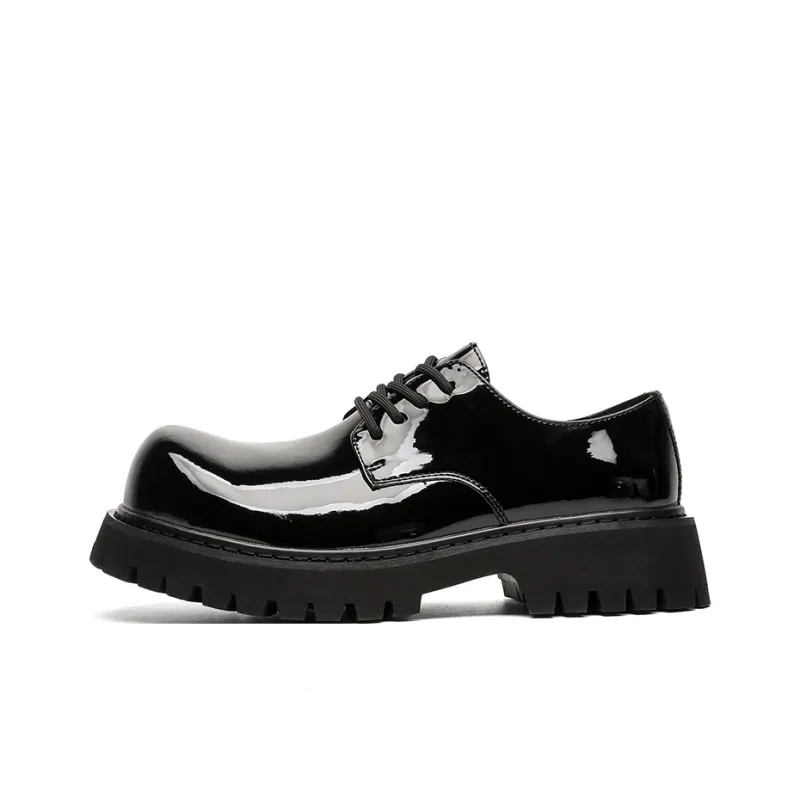 BBMTR Dress Shoes Men Low Top Patent Leather/Brown-0
