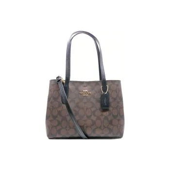 COACH Avenue Leather Tote Bag Shopping Bag Shoulder Bag Handbag Large Size Women's Dark Brown & Black