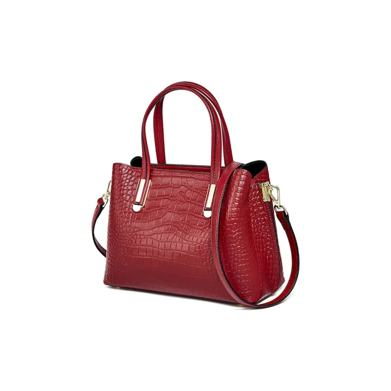 Carnival Keep Top Grain Cow Leather Handbags Crossbody Bags Medium Size Women's Black/Burgundy/Blue-5