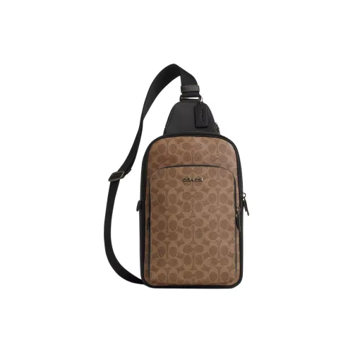 COACH ETHAN Coated Canvas Sling Bag Small Size Men's Tan & Black