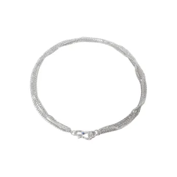 M.Wong 925 Sterling Silver Minimalist Style Rhinestone Embellished Shimmer Multi Layer S Hook Tassel Bracelet Women's