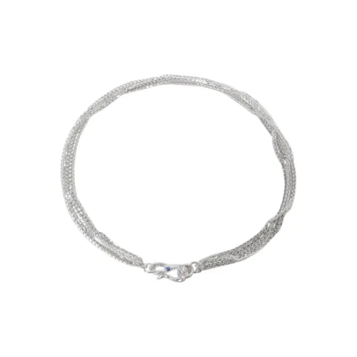 M.Wong 925 Sterling Silver Minimalist Style Rhinestone Embellished Shimmer Multi Layer S Hook Tassel Bracelet Women's