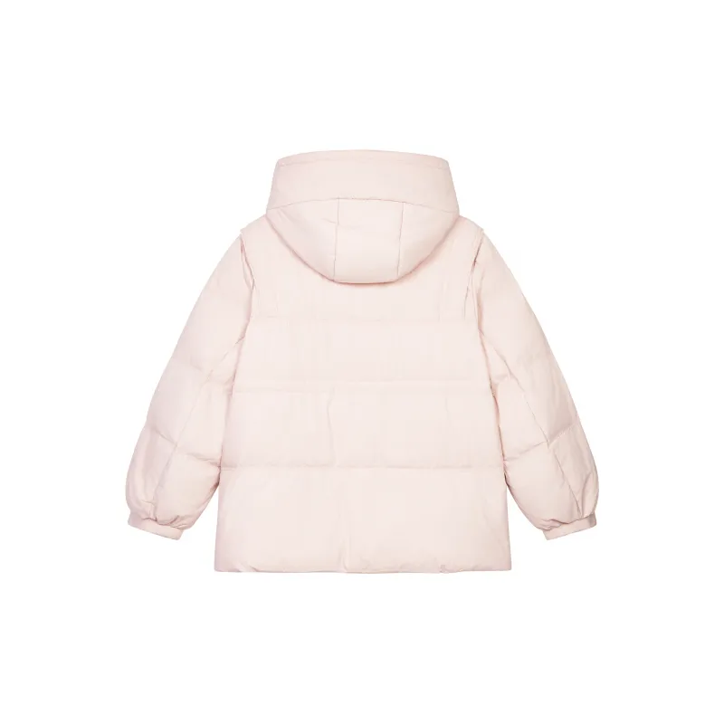 PAZZO Korean Style Hooded Mid Length Casual Loose Fit Thickened Cinched Waist Down Jacket Women's-5