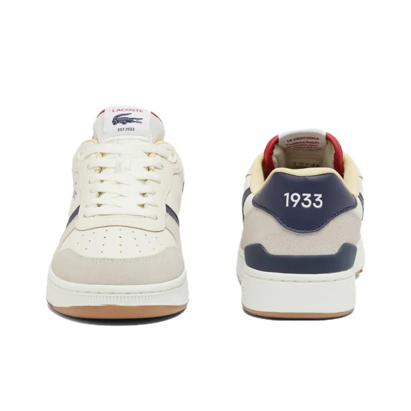 LACOSTE T Clip Low Top Skateboard Shoes Men's Beige Blue Red-3