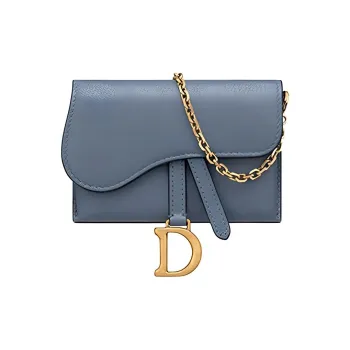 DIOR Saddle Sheepskin Saddle Bag Crossbody Shoulder Bag Women's Blue