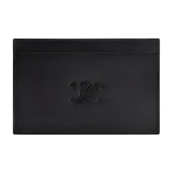 CELINE Satin Cow Leather Card Holder Men's Black