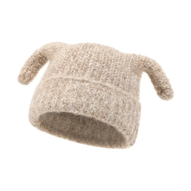 FREE RABBITⅡ Fall And Winter Sweet Style Versatile Thickened Warm Facial Slimming Beanie Unisex-3