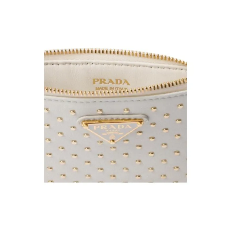PRADA Leather Card Holder Women's White-3