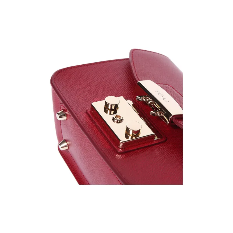 Furla Metropolis Collection Cow Leather Small Square Bag Crossbody Bags Mini Women's Red-4