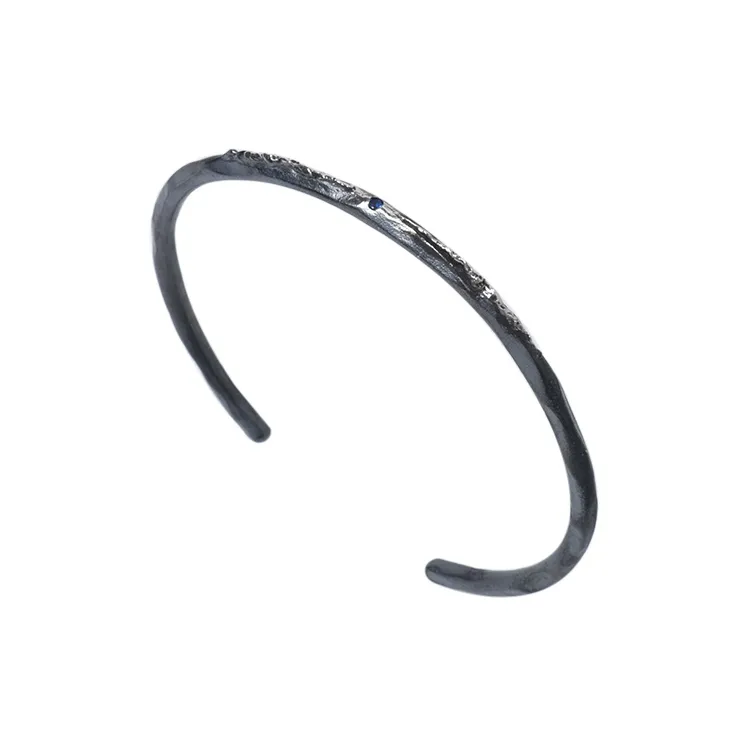 M.Wong 925 Sterling Silver Adjustable Opening Thin Bangle Unisex-3