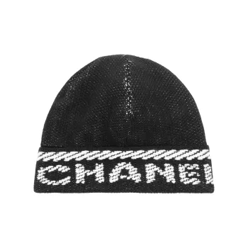 CHANEL 2000s Logo Cashmere Beanie Hat