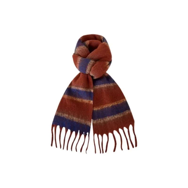 PISHUSHU Polyester Knit Scarves Unisex White Stripes Pattern Burgundy Stripes Blue Stripes-2