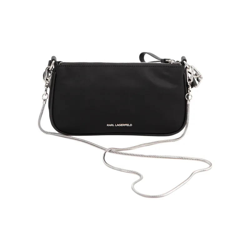 KARL LAGERFELD Nylon With Top Grain Cow Leather Handbag, Shoulder Bag, Crossbody Bag Women's Black-4