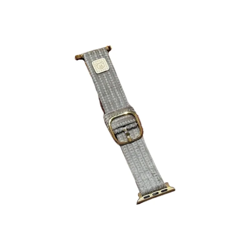 Warbler Dew Compatible With Apple Watch Apple Watch Band S9/S8/SE/7/6/5/4/3 Apple Bear Corduroy Leather Strap-9